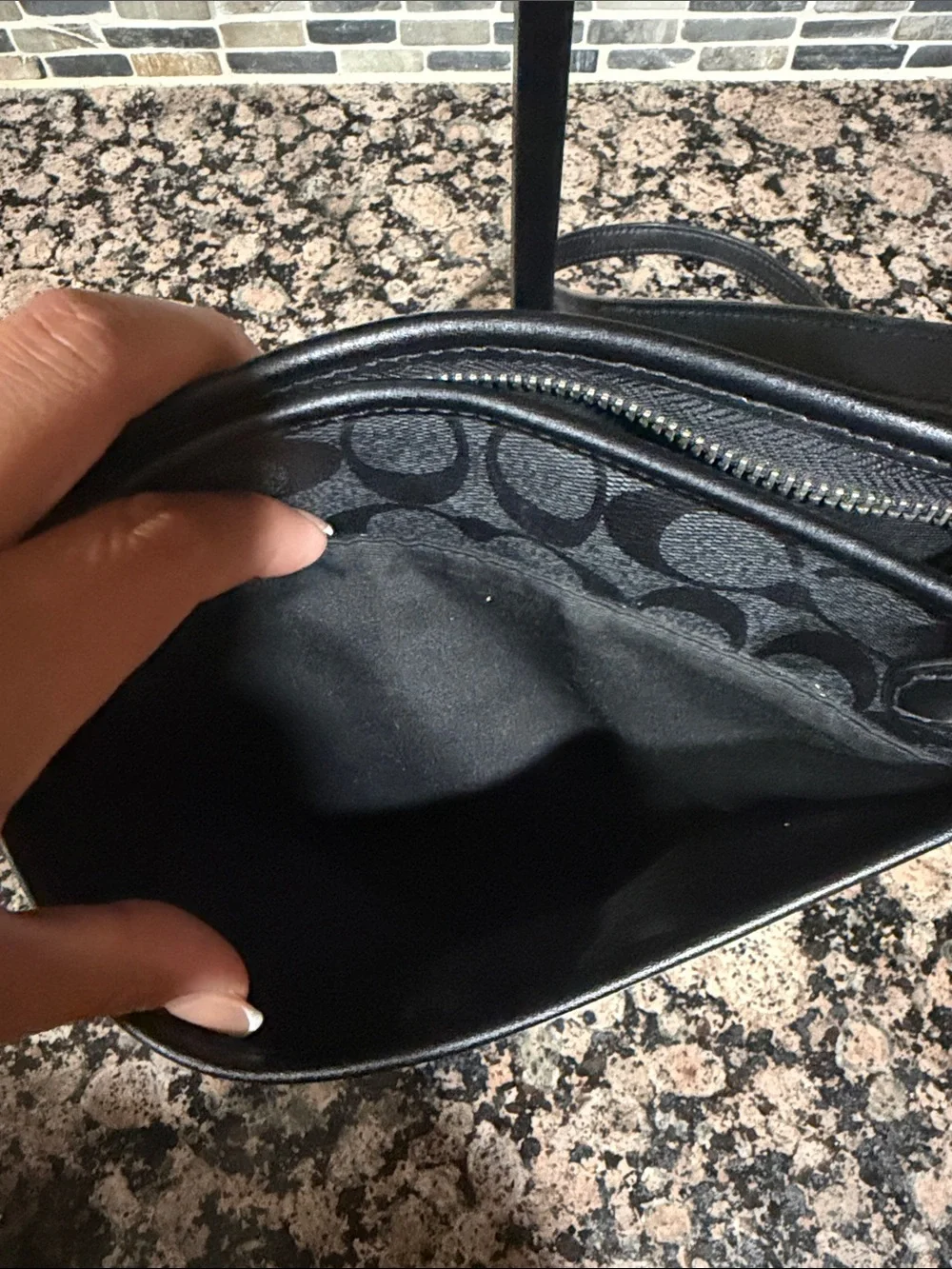 Coach Black Signature Monogram Shoulder Bag